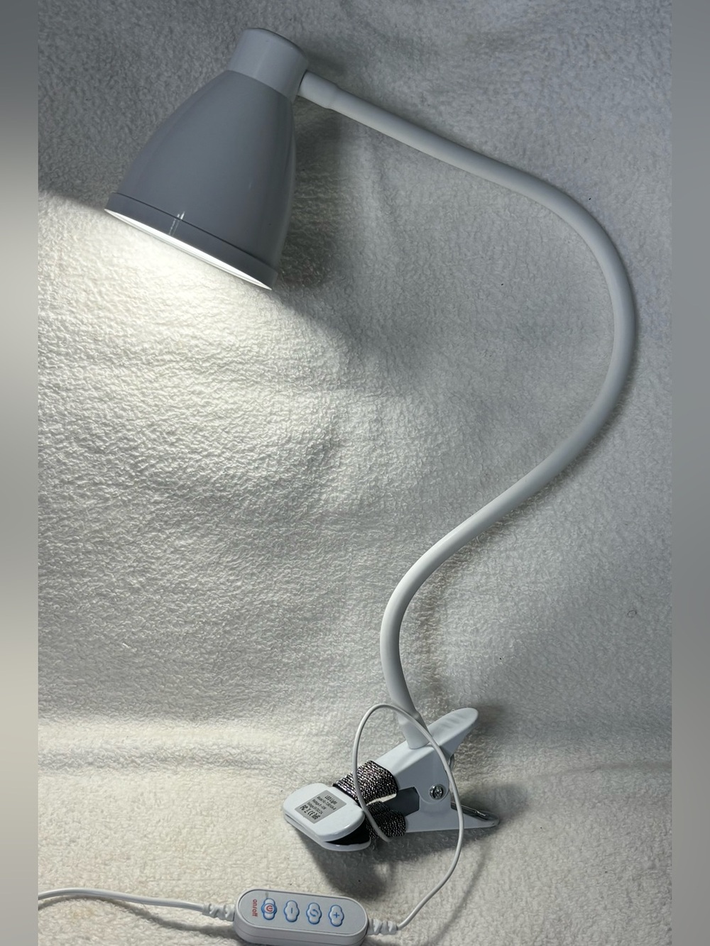 Adjustable White Clip-On LED Task Lamp with Flexible Neck